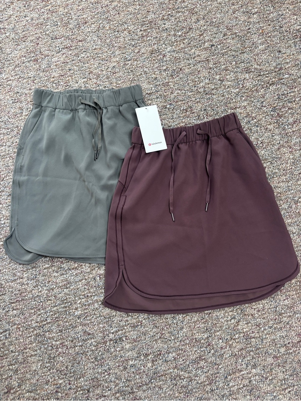 lululemon athletica Drawstring Scalloped Hem Mini Skirts - Olive & Plum